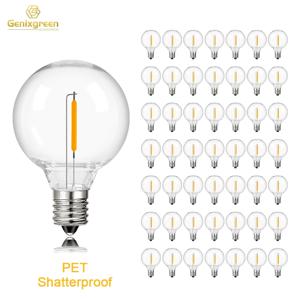 50Pcs G40 1W 애완 동물 비산 방지 전구 E12 110V 220V 디 밍이 가능한 방수 플라스틱 Led 글로브 야외 문자열 빛 전구 교체