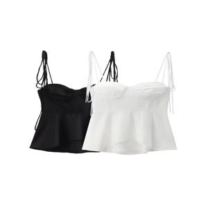 TRZA-여성용 비대칭 뷔스티에 탑, 스윗하트 넥, 묶인 얇은 스트랩, 사이드 지퍼, 여성 캐미, 섹시한 패션
