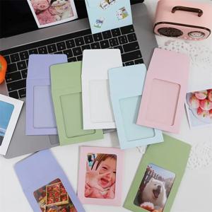 5/10pcs 마카롱 투명 창 봉투 종이 카드 홀더 DIY 사진 프레임 보관 선물 포장 가방 Kawaii Pocket Envelope