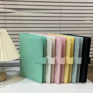 A5 A6 마카롱 Sercies 18 색 바인더 PU 클립 온 노트북 가죽 루스 리프 DIY 노트북 전용 커버 편지지