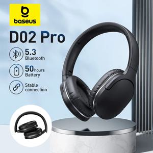 Baseus D02 프로 무선 블루투스 헤드폰, HIFI 스테레오 이어폰, 접이식 스포츠 헤드셋, 오디오 케이블 포함, 아이폰 태블릿용