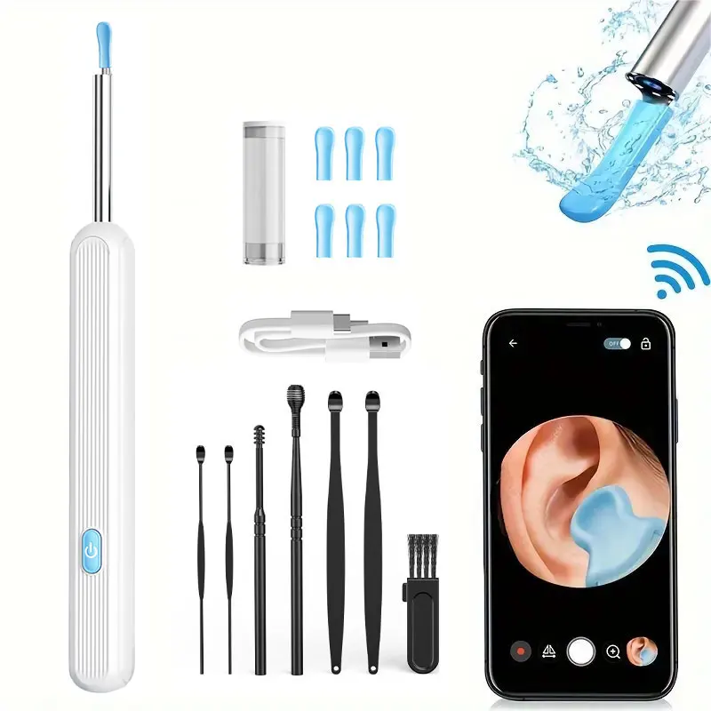 WIFI 비주얼 귀 왁스 클리너 검 이경 카메라 LED 조명 3.5mm 미니 귀 왁스 제거 도구 카메라 가져 오기 비디오 HD Earpick