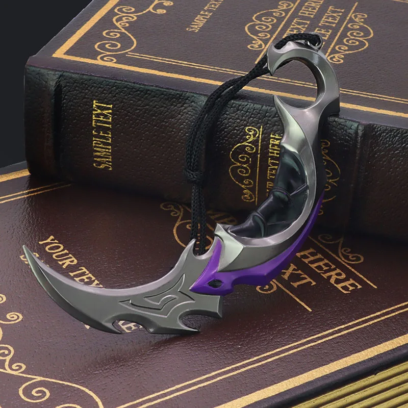 Valorant Weapon Melee Reaver Karambit Knife 15cm 금속 게임 주변 장치 카타나 사무라이 검 Uncut Blade 장식품 선물 장난감 소년