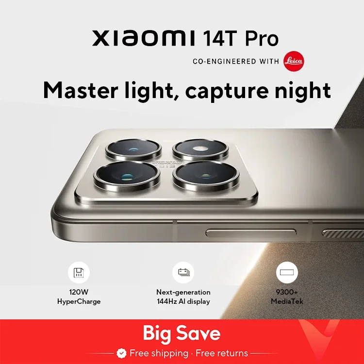 글로벌 버전 샤오미 14T 프로 5G 글로벌 버전, 50MP 라이카 카메라, MediaTek Dimensity 9300 + 6.67 인치 144Hz AMOLED 120W HyperCharge