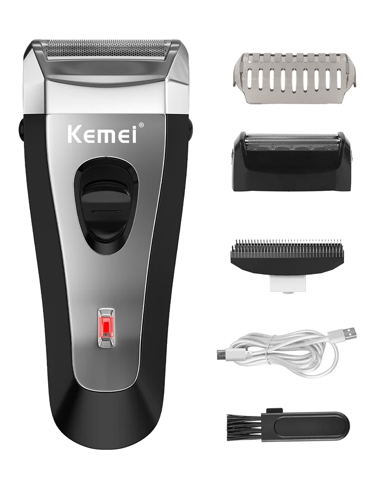 KEMEI KM-9038 방수 왕복 무선 면도기, USB 충전식 면도기, 남성용 이발 트리머 전기 면도기