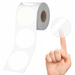 투명 원형 열 라벨 스티커, 방수 원형, 투명 직접 인쇄 가능한 접착 스티커 도트 스티커, 가격표, 2 인치