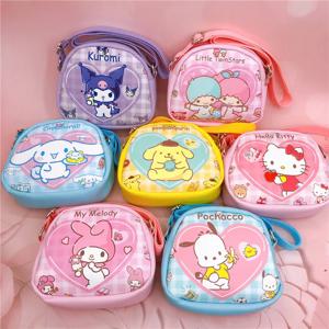 Crossbody 가방 Sanrio 어깨 메신저 가방 귀여운 만화 휴대용 배낭 Hellokitty Cinnamorol Kawaii 동전 주머니 소녀를위한