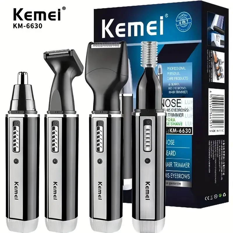 Kemei-6630 코 귀 청소기 용 코 헤어 트리머 남성용 면도기 눈썹 손질 세트 용 충전식 코 트리머 수염 트리머