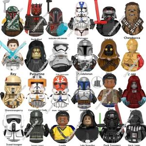 뜨거운 장난감 스타 워즈 만달로리안 클론 기병 Boba Fett 다스 베이더 렉스 카일로 렌 루크 스카이 워커 벽돌 미니 인형 피규어 장난감