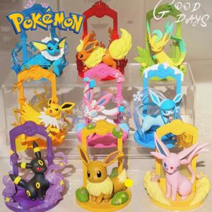 정품 포켓몬 Eeveeornament Vaporon Flareon Espeon Umbreon Leafeon Glacion Sylveon Jolteon 블라인드 박스 액션 피규어 선물