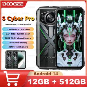 DOOGEE S 사이버 프로 견고한 휴대폰, Helio G100, 6.6 인치 FHD + 120Hz IPS, 10800mAh 대용량 배터리, 33W 충전 NFC, 월드 프리미어, 12GB, 512GB