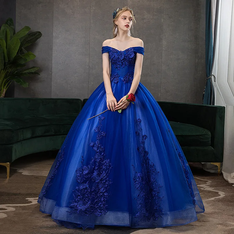럭셔리 15 Quinceanera 드레스 볼 가운 푹신한 긴 레이스 Appliques 댄스 파티 드레스 맞춤형 학생 쇼 졸업 호스트 파티 드레스