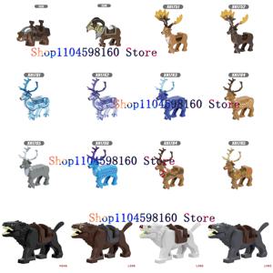 L059 L060 L083 X1535 X1536 X1751 X1752 애니메이션 영화 벽돌 장난감 멧돼지 마운트 늑대 Megaloceros 뿔 양 마운트 빌딩 블록