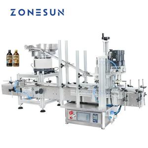 ZONESUN 데스크탑 플라스틱 주스 물병 향수 약병 캡핑 기계 라인 진동 캡 먹이 그릇
