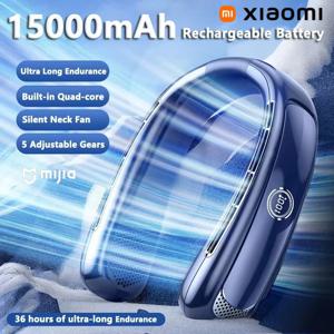 Xiaomi15000mah 휴대용 목 팬 스마트 디지털 디스플레이 전원 Ventilador USB 충전식 야외 Bladeless Silent Cool Neck Fan