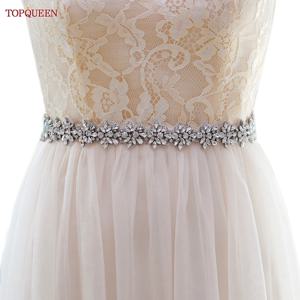 TOPQUEEN S269 여성용 크리스탈 라인 석 새시 신부 들러리 저녁 파티 벨트 웨딩 드레스 액세서리 허리띠 신부 벨트