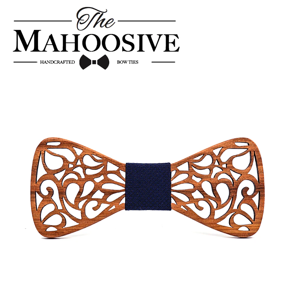 Mahoosive 남성용 새 꽃 나무 나비 넥타이 Bowtie Hollow Butterflys 웨딩 정장 나무 bowtie 셔츠 krawatte Bowknots Slim tie