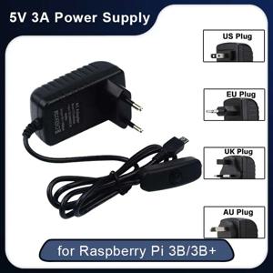 5V 3A 라즈베리 파이 3 모델 B + 전원 공급 장치 마이크로 USB 포트 전원 어댑터 AC 스위치 라즈베리 파이 3B 용 EU UK AU 미국 플러그 충전기