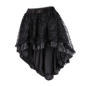 Steampunk 빈티지 코르셋 스커트 플러스 사이즈 6XL 블랙 커피 백 지퍼 클로저 레이스 오버레이 고딕 핫 비대칭 스커트 # 937