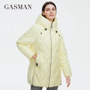 GASMAN 2022 겨울 다운 재킷 컬렉션 패션 솔리드 스탠드 칼라 여성 코트 우아함 후드 여성 자켓 8198