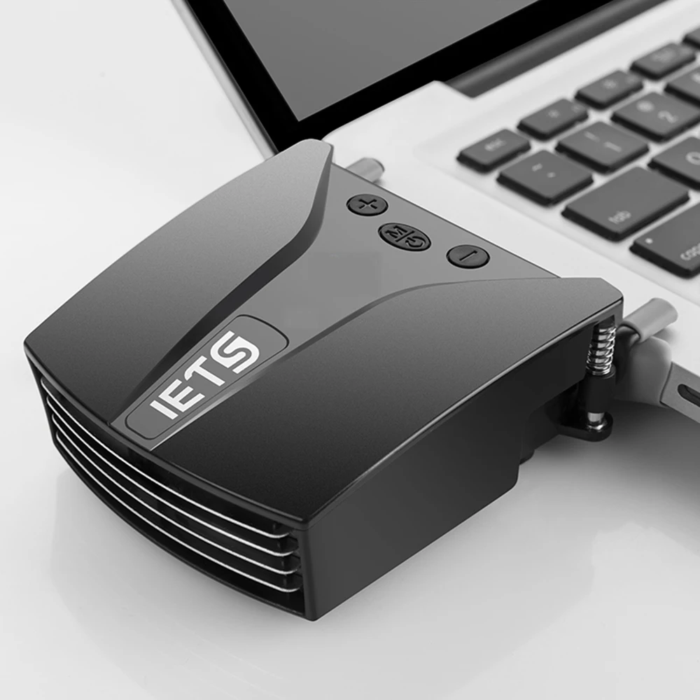온도 디스플레이가 있는 IETS USB 노트북 팬 쿨러 노트북 라디에이터 급속 냉각 조절 가능한 속도 자동 온도 감지