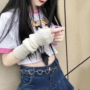 긴 핑거리스 장갑 여성용 딱지 겨울 팔 따뜻하게 니트 팔 슬리브 파인 캐주얼 소프트 걸스 고스 의류 펑크 고딕 장갑