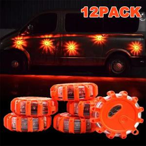 1/2/3/4/6/8/10/12Pcs LED 경고등 내장 배터리 9 모드 안전 플레어 대시 비상 깜박임 램프 휴대용 스트로브 라이트