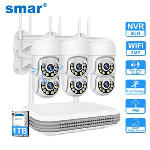 스마트 8CH NVR 무선 카메라 키트, AI 휴먼 감지, 야외 3MP, PTZ 와이파이, 야간 투시경, CCTV 보안 감시 시스템, ICsee