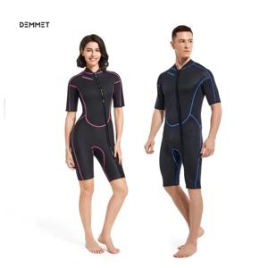 DEMMET 여성 남성 짧은 소매 잠수복 1.5mm 네오프렌 전신 잠수복 수영 서핑 스노클링 스피어 낚시 세일링 워터