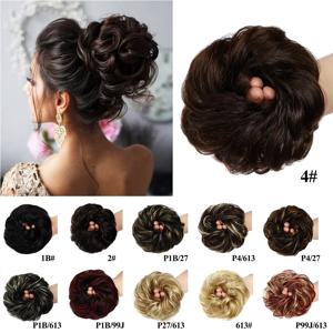 BHF 도넛 Chignons 인간의 머리카락 롤빵 수 놓은 하나 Updo 곱슬 지저분한 도넛 링 헤어 피스 가발 레미 푹신한 Chignon 물결 모양의 빵