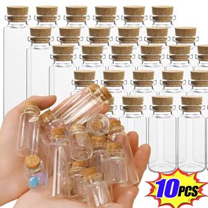 10PCS 5ml-20ml 코르크 마개와 작은 유리 병 DIY 장식 미니 유리 병 코르크 메시지 유리 병 소원 병