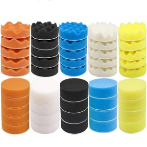 10 Pcs 3 인치 연마 패드 폼 드릴 스폰지 버핑 패드 80mm 몰려 들고 자동차 버퍼 패드 세부 폴리 셔 왁싱 청소