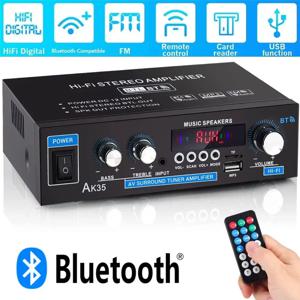 AK35 홈 전력 증폭기 2.0 채널 블루투스 5.0 서라운드 사운드 FM USB 원격 제어 미니 HIFI 디지털 앰프 110V/220V