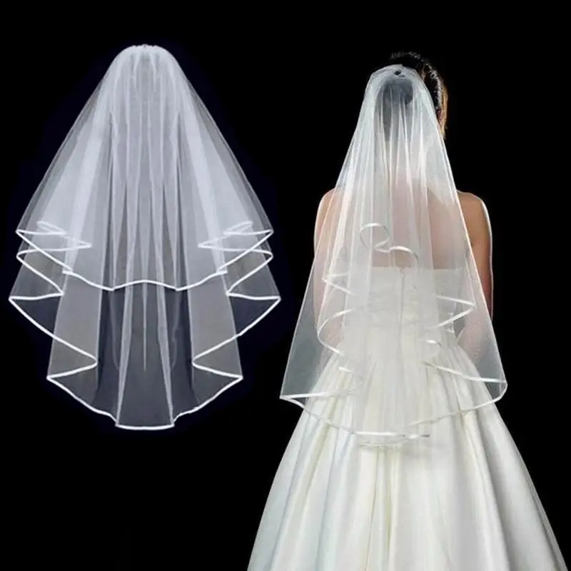 빗으로 패션 짧은 Tulle 웨딩 베일 화이트 아이보리 신부 결혼을위한 신부를위한 두 레이어 베일 웨딩 액세서리