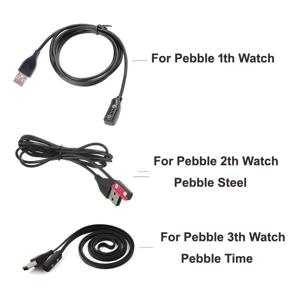 1pcs 교체 USB 충전 충전 케이블 충전기 페블 1th Watch/2th Steel/3th Time Smart Watch Smartwatch 용 USB 케이블