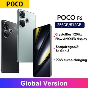 POCO F6 5G 휴대폰 글로벌 버전, 스냅드래곤 8s 3 세대, 90W 터보 충전, 5000mAh 배터리, 6.67 인치 1.5K 120Hz AMOLED 도트 디스플레이