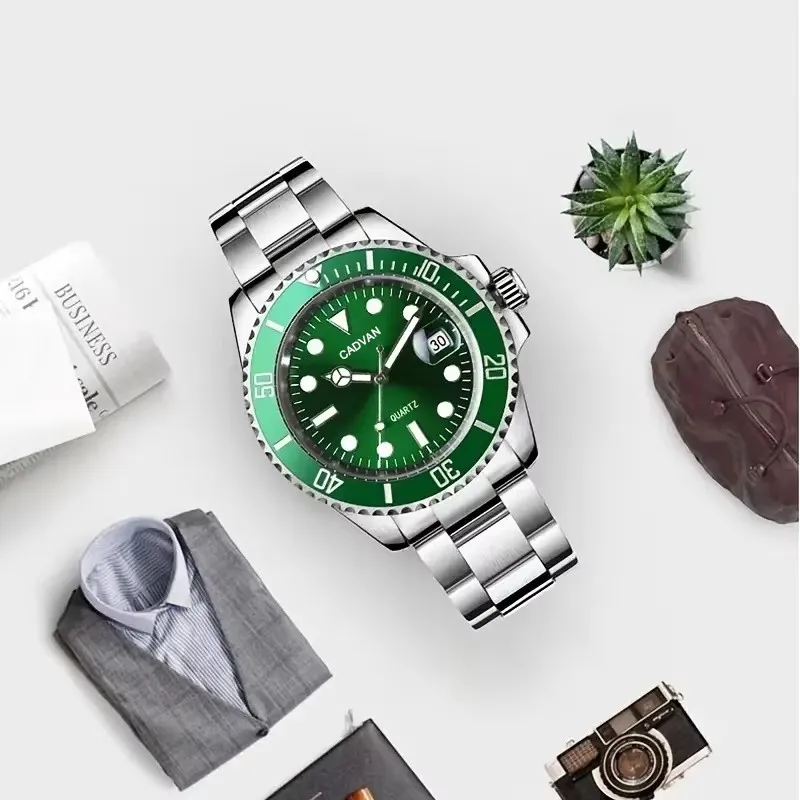 패션 시계 캐주얼 시계 Montre Homme 비즈니스 남성 쿼츠 시계 달력 녹색 물 Wok 유령 스포츠 남성 손목 시계