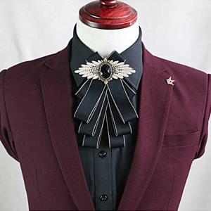 럭셔리 남자 Bowtie 빈티지 다층 라인 석 나비 넥타이 넥타이 남성 의류 브로치 셔츠 칼라 신랑 웨딩 파티 장식