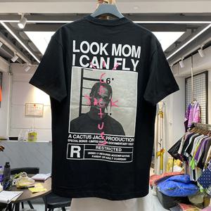 2025 LOOK MOM I CAN FLY T 셔츠 남성 여성 선인장 잭 100% 코튼 오목 티셔츠 여름 streetwear ASTROWORLD 힙합 티셔츠