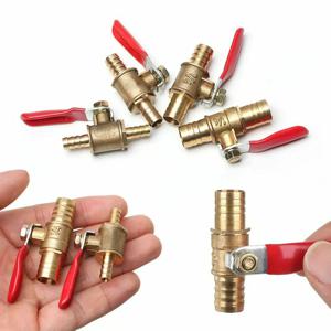 1pc 볼 밸브 6/8/10/12mm OD 황동 호스 바브 주거용 상업용 물 오일 가스 파이프 액세서리 용 차단 레버 핸들
