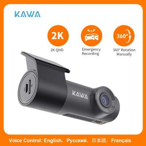 차량용 DVR 대시 캠, KAWA D5 비디오 녹음기, 비상 음성 제어, 야간 투시경, WiFi 앱 모니터, WDR, 2K 대시 카메라