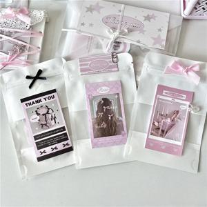 한국어 Ins 흰색 크래프트 종이 카드 보관 지 플락 가방 Kpop 스타 3 인치 판매 카드 DIY 포장 포켓 Y2K 보우 윙 씰링 스티커
