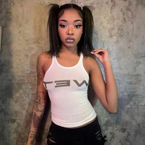 힙합 하라주쿠 민소매 탱크 탑 빈티지 Y2K 인쇄 된 편지 Hot Girl streetwear Chic Emo Girl Crop Tops