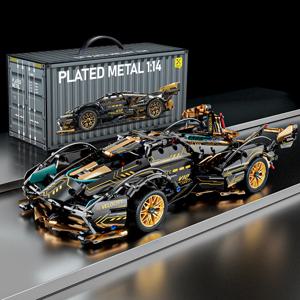 블랙 V12 블록 로드스터 RC 기술 레이서 1:14DIY 로드스터 빌딩 블록 조립 블록 자동차 장난감 생일 선물