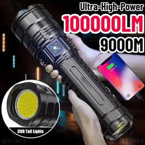 15000mah 내장 배터리 1000W 가장 강력한 Led 손전등 전술 플래시 라이트 비상 스포트라이트 4km 휴일 선물