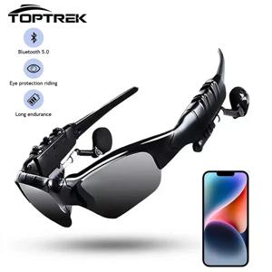 Toptrek 스포츠 스테레오 무선 블루투스 사이클링 선글라스 5.0 헤드셋 전화 편광 운전 선글라스 승마 안경 안경