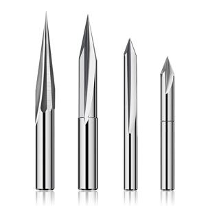 CNC 라우터 비트 세트, 1/4 생크, 조각 나무 조각 라우터 비트, 6mm 및 4mm, V 그루브, 프로파일 비트, 텅스텐 스틸-4 개