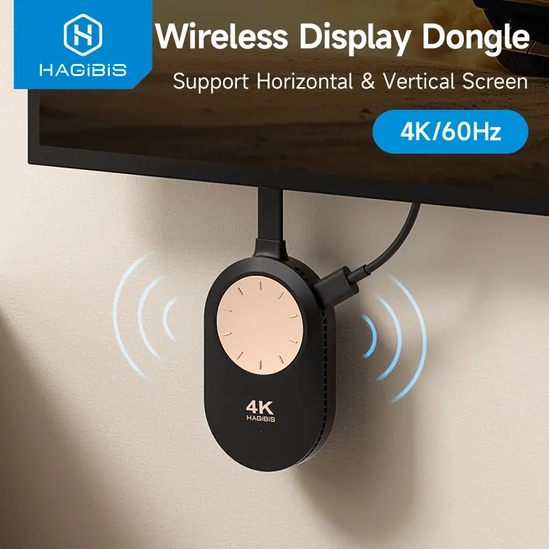 Hagibis 무선 HDMI 호환 디스플레이 동글 어댑터 노트북 PC 용 4K @ 60Hz 무선 익스텐더 스마트 폰 HDTV 프로젝터 IOS
