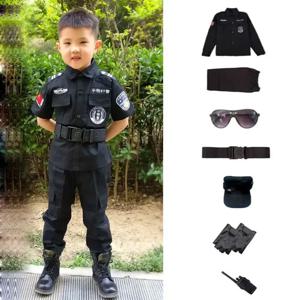 Swat 어린이 할로윈 경찰관 코스프레 의상 어린이 카니발 경찰 유니폼 110-160Cm 소년 육군 경찰관 군인