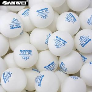 100 개/갑 SANWEI TR 3 성급 탁구 공 흰색 새로운 ABS 플라스틱 소재 40+ 클럽 훈련을위한 전문 탁구 공